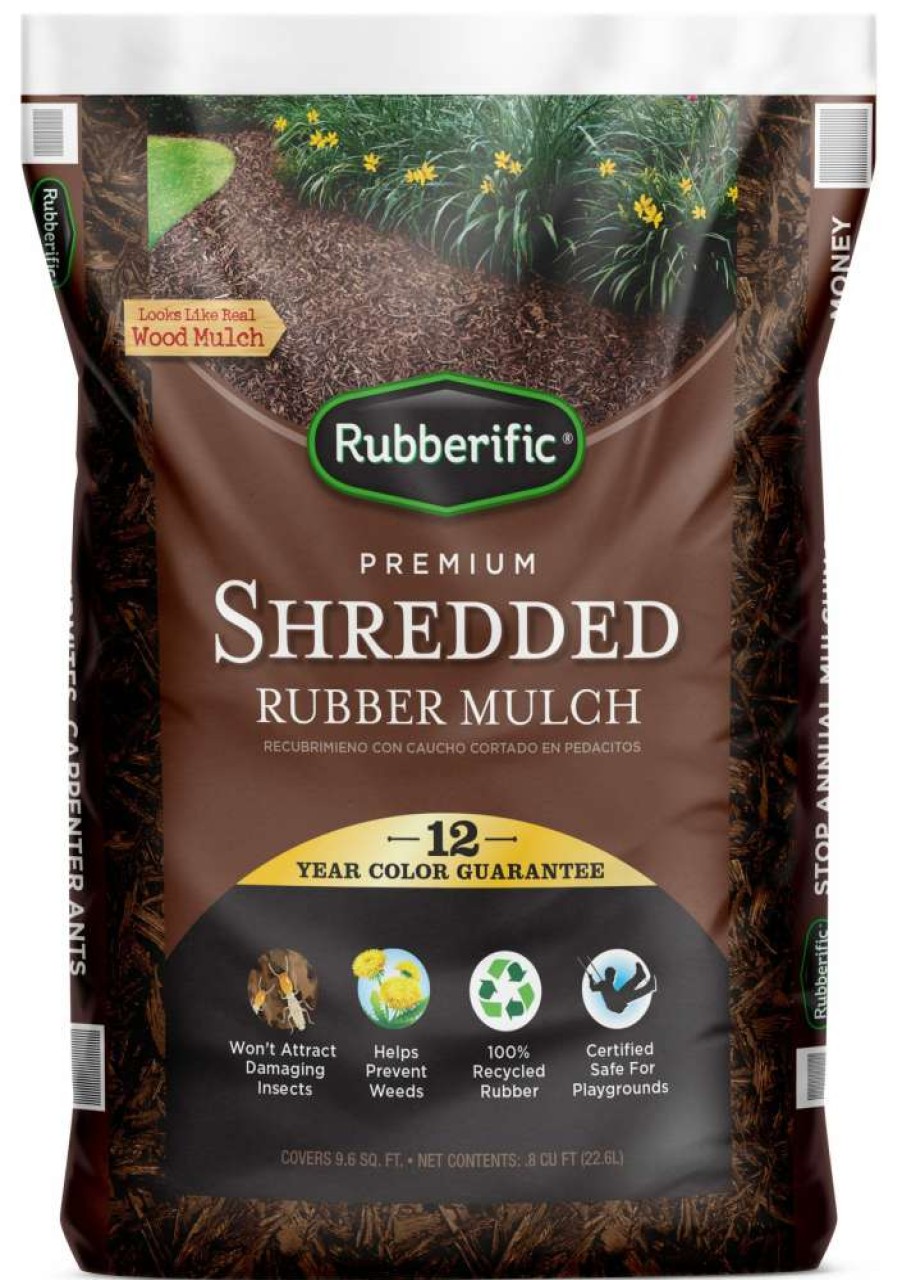 Mulch * | Rubberific Rubberific Premium Shredded Rubber Mulch 0.8-Cu Ft Dark Brown Rubber Mulch