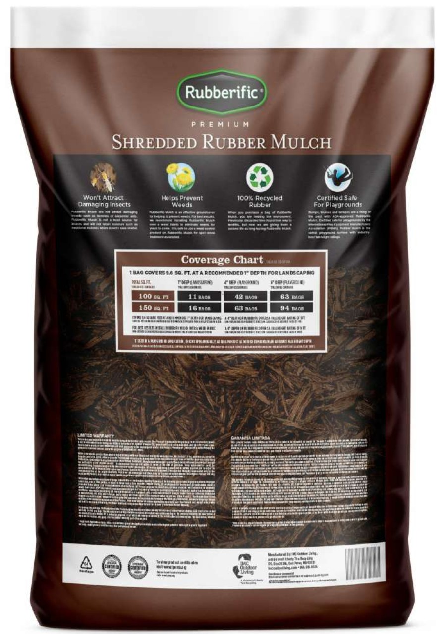 Mulch * | Rubberific Rubberific Premium Shredded Rubber Mulch 0.8-Cu Ft Dark Brown Rubber Mulch