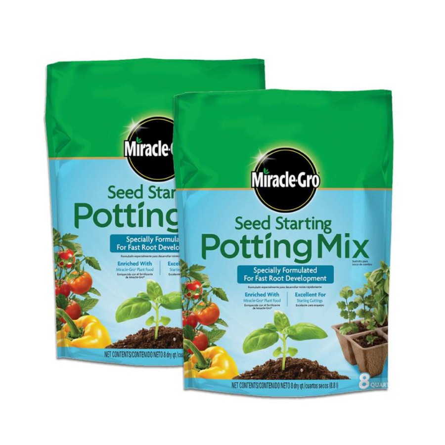 Soil & Soil Amendments * | Miracle-Gro Soil & Soil Amendments Seed Starting Potting Mix 2-Pack 8-Quart Potting Soil Mix