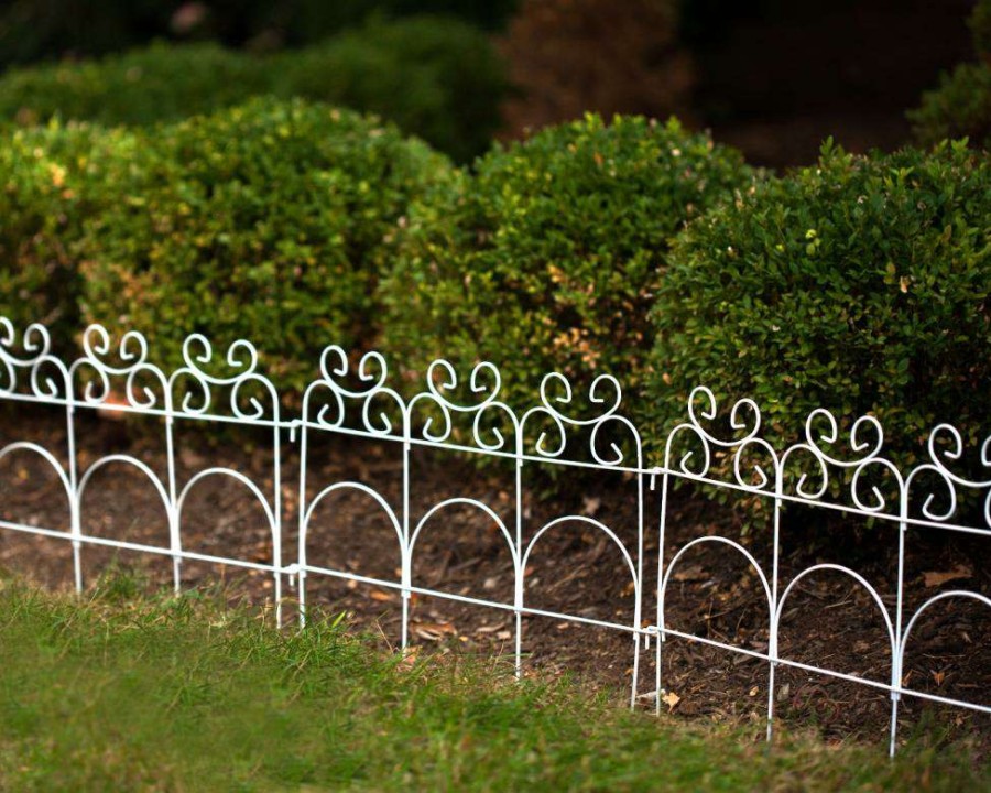 Edging * | Garden Accents Edging 14-In H X 8-T L White Scroll Folding Fence