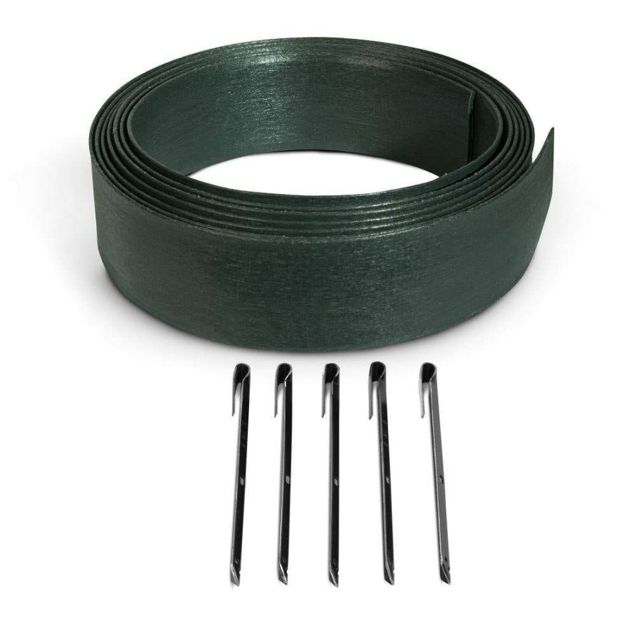 Edging * | Suncast Dig-In 20 Ft. Flexscape Green Edging 20-Ft Green Plastic Landscape Edging Roll