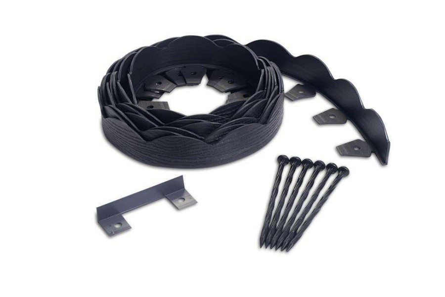 Edging * | Easyflex 2.5 In. X 20 Ft. Scallop Black Woodgrain No-Dig Edging Kit